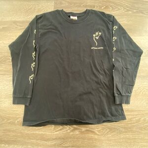 Vintage Yacht Club Gecko Lizard Long Sleeve T-Shirt Black Cotton Large